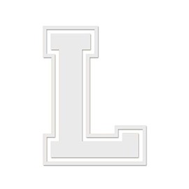 Applicable Pun Varsity Letter L - Vinyl Decal for Outdoor Use on Cars, ATV, Boats, Windows and More - White 6 Inches Tall