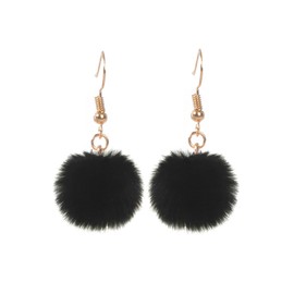 Small Furry Ball Dangle Earrings - Colorful Fluffy Pom Pom Snowball Drop Earrings - Trendy Winter Xmas Jewelry for Women-brown