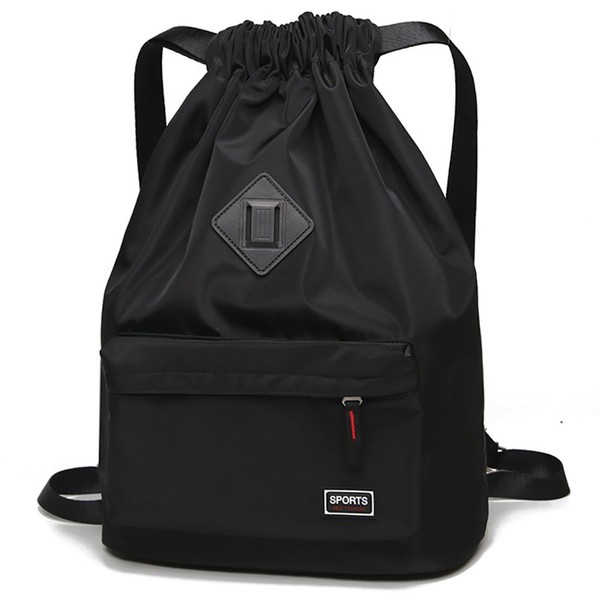 Peicees Waterproof Drawstring Sport Bag Lightweight Sackpack Backpack for Men and Women(Black)
