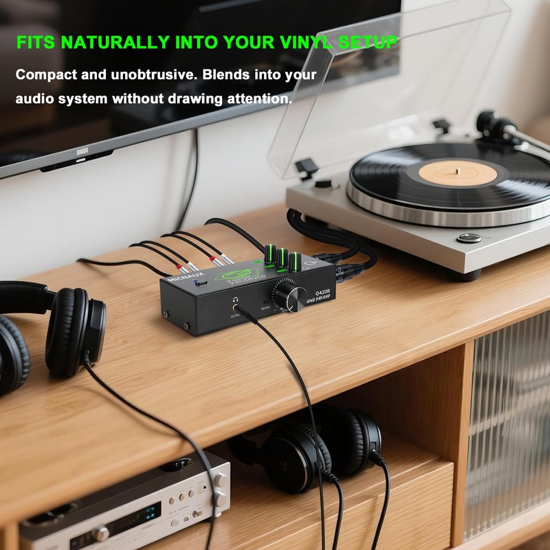 MICNAUX Phono Preamp for Turntable, Mini Hi-Fi Preamplifier with 3