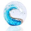 EUSTUMA Hand Blown Glass Figurines Ball Ocean Waves,Office Paperweight Glass