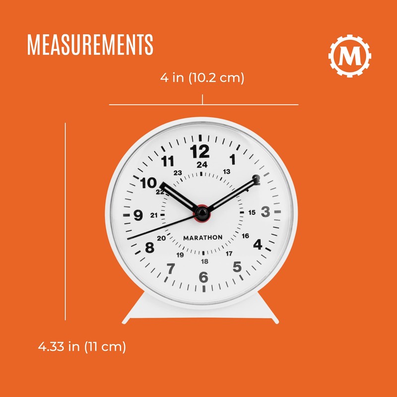 MARATHON CL034001WH Mechanical Wind-Up Alarm Clock (White)