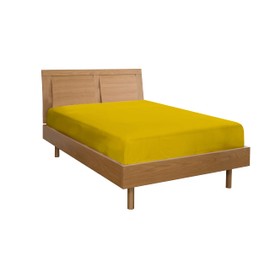 Zer0bed, Fitted Sheet with Corners, Plain, 100% Cotton, 30 cm Maxi Angle, 130 x 200 cm, Yellow, 130 x 200 cm