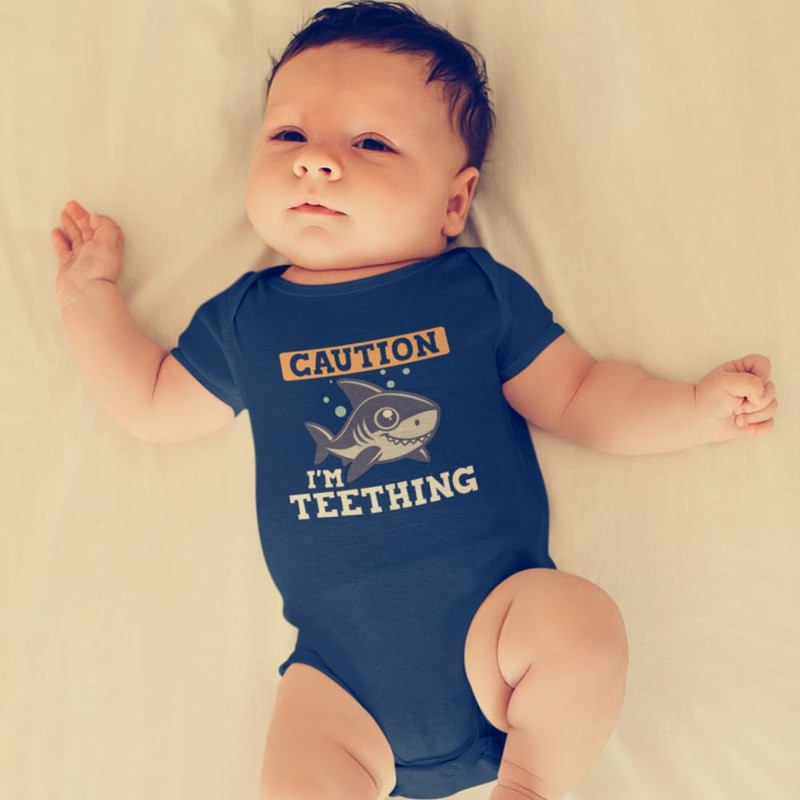 I'm Teething Baby Bodysuit One Piece 6 mo Black