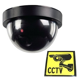 Ex-Pro Black Dummy/Fake CCTV Security Dome Camera With built-in Flashing LED