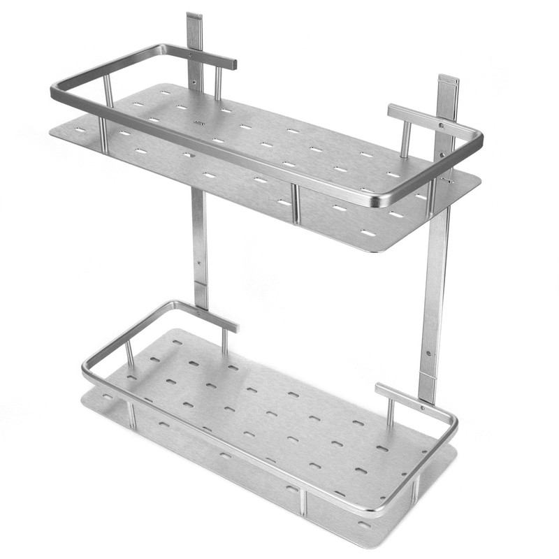 Space Aluminum Bathroom Shelf RustProof Shower Rack Kitchen Storage Basket