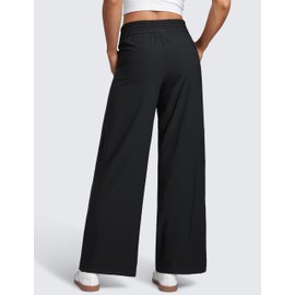 CRZ YOGA Lightweight Drapey Wide Leg Pants for Women 30" Flowy High Waisted Casual Lounge Travel Work Loose Fit Summer Black X-Small