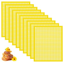 Rtteri 10 Pcs 8 Frame Plastic Queen Excluder Queen Bee Excluder for Bee Hive Beekeeping, Separating Queen Bees from Honey, Beekeepers Looking to Harvest Honey (Yellow,8 Frame)