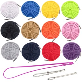 Luckkyme 24Pack Replacement Drawstrings Drawcords for Pants Sweatpants Hoodies Scrubs Jackets Shorts, with 3 Pieces Drawstring Threader Re-Threader Tool 53" Long(12 Color)