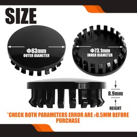 TMS 3.25Inch 83MM Wheel Center Caps for GMC Colorado Tahoe Suburban Sierra 1500 Rim Hub Caps, Pack of 4 (Gloss Black, Outer 83MM, Inner 73MM)