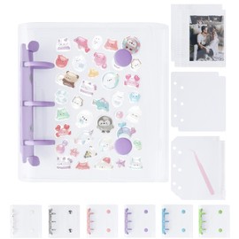Seal Notebook, Transparent Mini Binder, M5, A8, A7, A6 Size, 20 Refills, 2 Zippered Pockets, 2 Underlays, 1 Tweezers, Clear Binder, 3-Layer Structure, Polypropylene Sheet, Plavan, Card Pocket