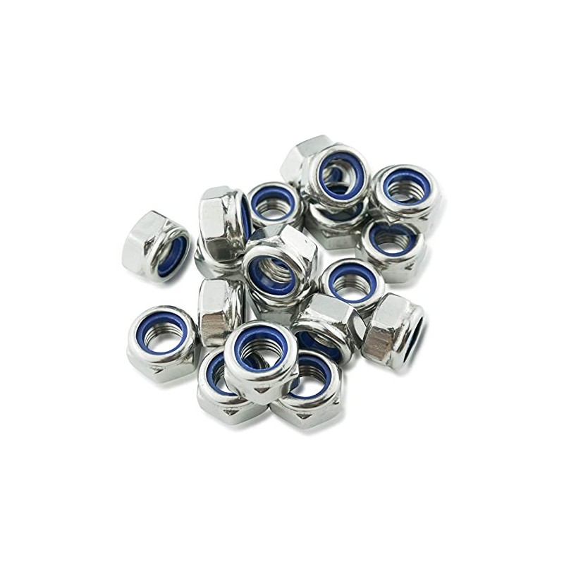 M10 Nyloc Nuts, 10mm Locking Nuts, (Pack of 20) A2