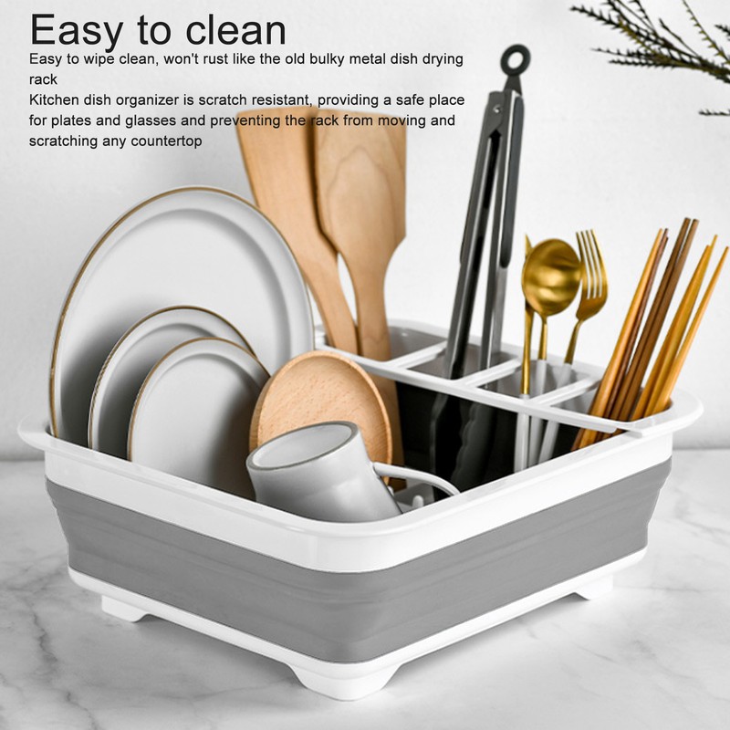 Collapsible Dish Drying Rack Space Saving Foldable Portable Dinnerware Drainer