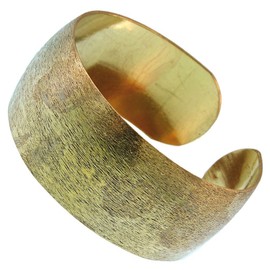 CHICNET Brass Tribal Bangle Golden Hatched Convex Curved 25 mm Wide Adjustable Antique Gold Brass Narrow Bangle Open Bracelet Vintage Retro, Brass