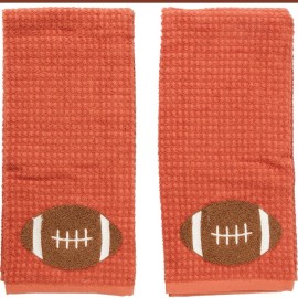 Game Day Football Rugby Kitchen Towels Set Of 2 With Chenille Appliqué  NWT