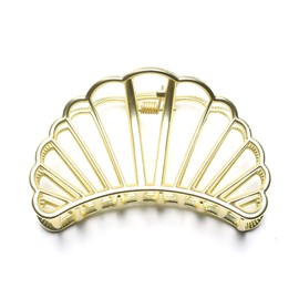 QinGoo Large Alloy Seashell Hair Clip, Matt Gold, Hair Clip, Metal, Women's, Simple, Firm, Hair Accessory, Korean, 1 Piece (8 x 4 cm, Matt Gold)