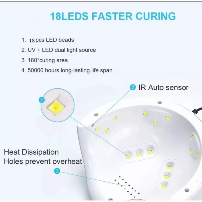 Yuqing Lámpara Para Uña Led Uv Digital Display Temporizador 54w