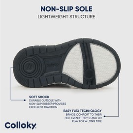 COLLOKY Toddler Sneakers for Boys - Lightweight Shoes with Soft Soles & Adjustable Strap, Arch Support & Breathable Design - Washable Shoes Blue