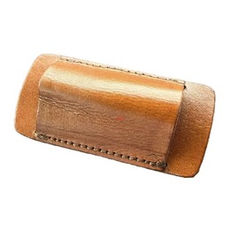Leather Horizontal Carry Pocket Knife Sheath, Brown Heritage Full Size with Belt Loop, Handstitched