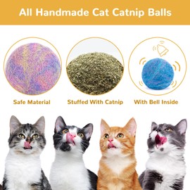 Retro Shaw Catnip Toys, Cat Toys Balls with Catnip and Bell Inside, Catnip Toys for Cats, Cat Toys for Indoor Cats, Cat Toys with Catnip, Cat Chew Toy, Cat Toy for Cats Kittens Kitty, 6 Pack