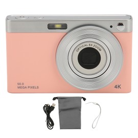 Digital Camera 2.88 Inches IPS Screen Anti Shake 16X Zoom Autofocus 750 Mah 4K Video 50 MP Compact Small Camera for Photography Pink