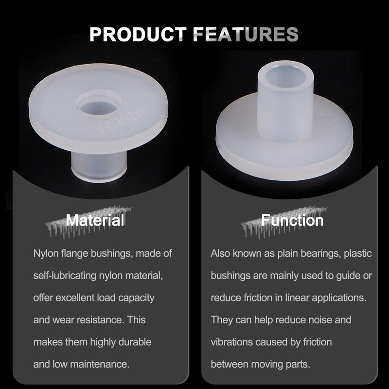 sourcing map 24pcs Flanged Sleeve Bearings Plastic Bushings ID 4mm