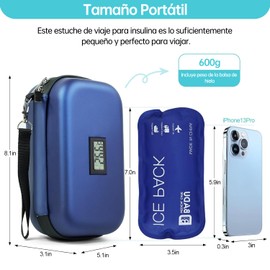 VOURTM Hielera para Insulina, con Pantalla de Temperatura y 2 Bolsas de Hielo, Cuero EVA Impermeable Bolsa Portátil Enfriador de Insulina, Mantiene la Temperatura Durante 8-12H, para Viajes Diarios