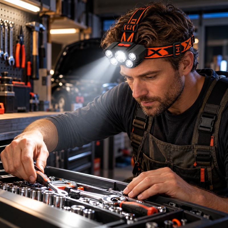 5 LED Rechargeable Headlamp, USB Charging Head Light with Adjustable