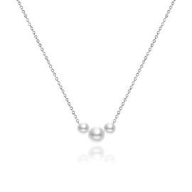 ALEXCRAFT Women's Necklace 925 Silver with Pearls Necklace Fashion Jewellery for Her Women Girlfriend Mum 1.5 mm Wide Chain Length 45 + 5 cm