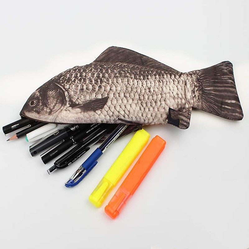 NA Fish Pen Bag Funny Pencil Case Fish Shape Zipper