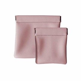 Solid Color Self Closing Mini Makeup Bag, 2 Counts Portable Multifunctional Cosmetic Storage Bag, Makeup Organizer Pouch, Travel Storage Bag - Colour: Pink, Specification: S+L, 2 Counts/set