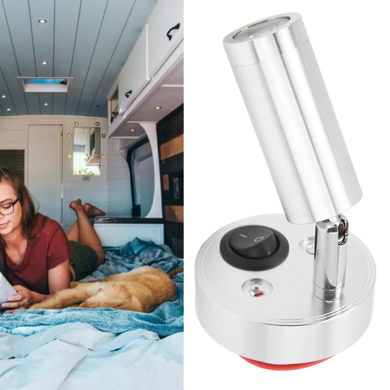 12‑24V 3W LED Reading Light Bedroom Bedside Lamp Chrome Aluminum