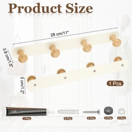 uxcell 11 Inch Coat Rack Wall Mount, Coat Hooks Adhesive Mounted Entryway Wall Mounted Rack with 4 Hooks for Hanging Clothes Towel Hat Key, Bags, White