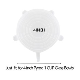 6 PCS 4 INCH Silicone Replacement Lids for 1 Cup Pyrex 7202-PC Glass Bowls, Anchor Hocking Glass Custard, Silicone Lids for Food Storage, Food Cover, Dishwasher Freezer Safe(Containers NOT Included)