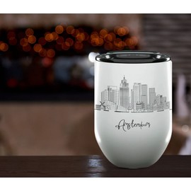 Amsterdam Netherlands Gifts and Souvenirs - Unique Drinkware - Amsterdam Graduation - NOVELTY DRINKWARE RANGE - Best Europe Long Distance Gifts & Homesick Student Gifts (12oz Wine Tumbler)