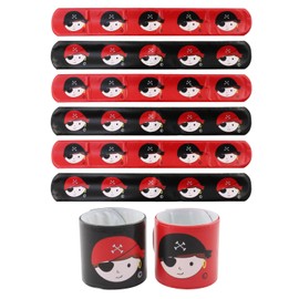 com-four® 6 x Snap Bracelets Pirate - Party Bags for 6 Children - Giveaways at Children's Birthday - Goodies for Pirate Party - Snap Bracelet - Strike Bracelet [Selection Varies] (Set 01 - 6 Pieces)