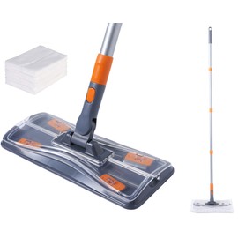CLEANHOME Floor Wiper Main Body Flooring Wiper Floor Mop 4 Tier Poles 15.7 - 47.2 inches (40 - 120 cm), Length Adjustable, Suitable for Porches, Entryways, Floors, Cleaning Tools, Dry Sheets Pack of