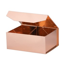 OBMMIRAO Upgrade 1PCS Rose Gold Gift Box 9.5x7x4 Inches, Sturdy Gift Box with Lid for Gift Packaging, Foldable Magnetic Closure Storage Boxes, Bridesmaid Proposal Box, Rectangle Collapsible Box