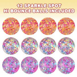ArtCreativity Sparkle Spot High Bounce Balls, Set of 12, Bouncing Balls for Kids with Confetti Inside, Outdoor Toys for Encouraging Active Play, Party Favors and Pinata Stuffers for Boys and Girls