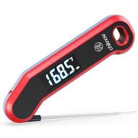 Termómetro digital para carne de lectura instantánea de 0.5 segundos con rotación automática, pantalla LCD grande y modo de suspensión, precisión de ±