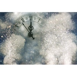 Haoyiyi 10x8ft New Year Photography Backdrop Countdown Clock Pointer Fireworks Dreamy Silver Glitter Background for Christmas New Year Eve Holiday Festival Celebration Decor Adults Kid Photo Props
