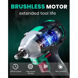 DCA 20V Brushless Impact Wrench with 4.0Ah Battery, 1/2 Inch Hog Ring Cordless Impact Gun, 235 Ft-lbs High Torque, 4-Mode Power Wrench for Automotive and DIY