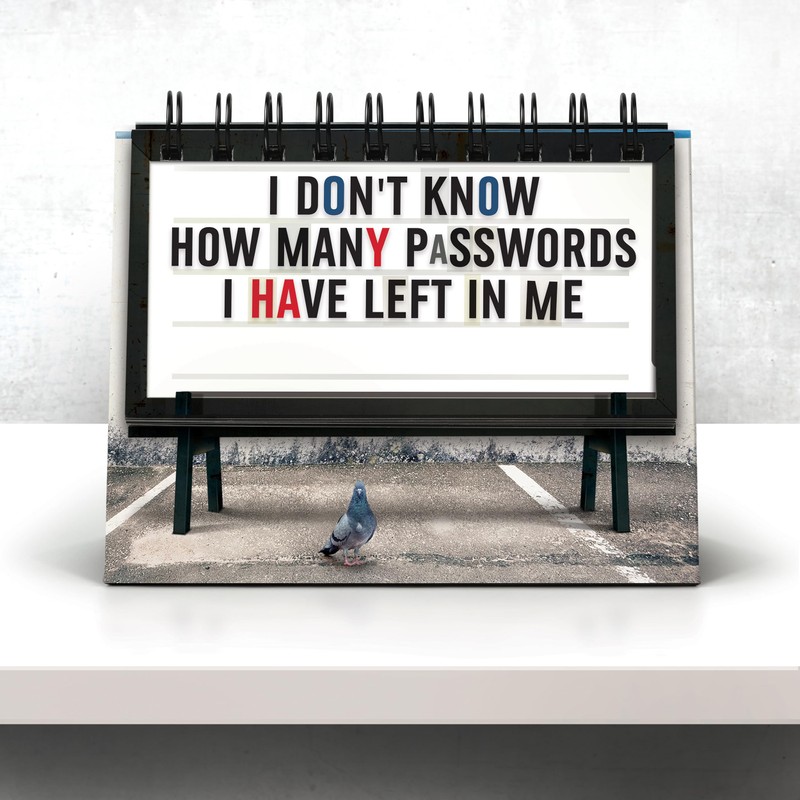 Genuine Fred Daily Marquee Desktop Flipchart, 52 Witty Signs, Fun