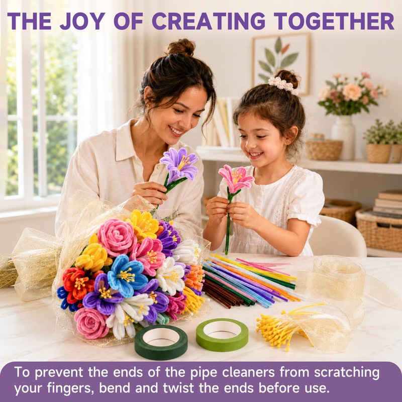 1500 PCS Pipe Cleaners Bulk, 15 Colors Thick Pipe Cleaner