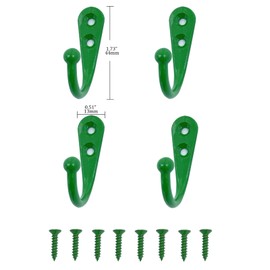 VIPERMARK 4 Pcs Wall Mounted Hooks for Bedroom,Bathroom,Kitchen,and Cabinet Hangers (with 8 Screws)-Green