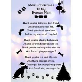 from The Dog Verse Poem Christmas Card (Lilac, Merry Christmas, Human Mam) - Special Animal Xmas Card for Her Kids