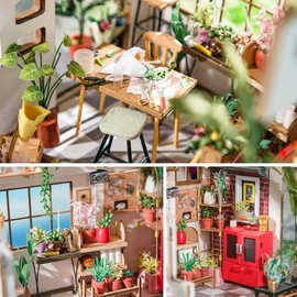 DIY Miniature Doll House Kit with Furniture for Children Adult Wooden Kits Toy (Emily's Flower Shop) - Color: Emily's Flower Shop