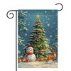 Winter Snowman Snowflake Garden Flag 12x18 Inch Double Sided Reindeer