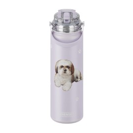SERENGETI 24 Oz Water Bottle Stainless Steel with Spill Proof Lid - Double walled Vacuum Insulated water flask - Realistic 3D Print of your favorite dog (Shih Tzu)