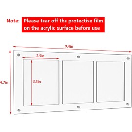 3 Grids Card Display Case, 35PT Acrylic TCG Triple Cards Frames, Magnetic Transparent Card Holder, Clear Card Stands